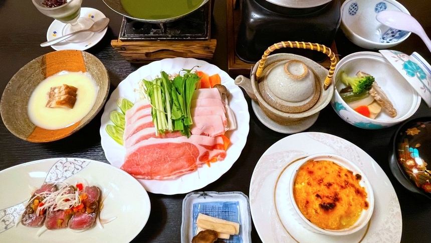 【２食付】寸又峡温泉×季節で異なる肉御膳｜山の恵みを味わう夕朝食