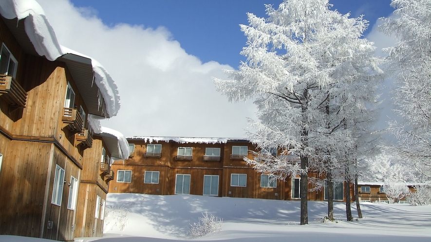 *雪景色に佇むアパートメントロッジ。自由な滞在スタイルで楽しい冬の思い出の旅へ♪
