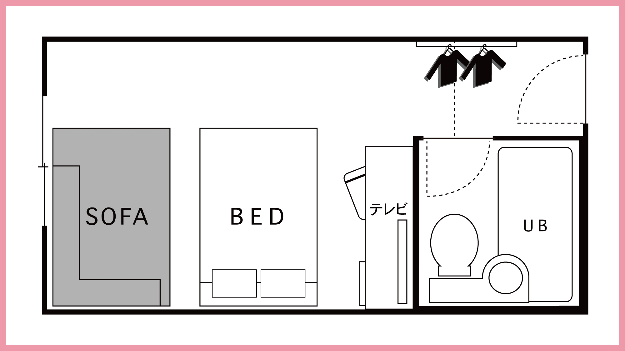 ソファ付きセミダブル　間取り図