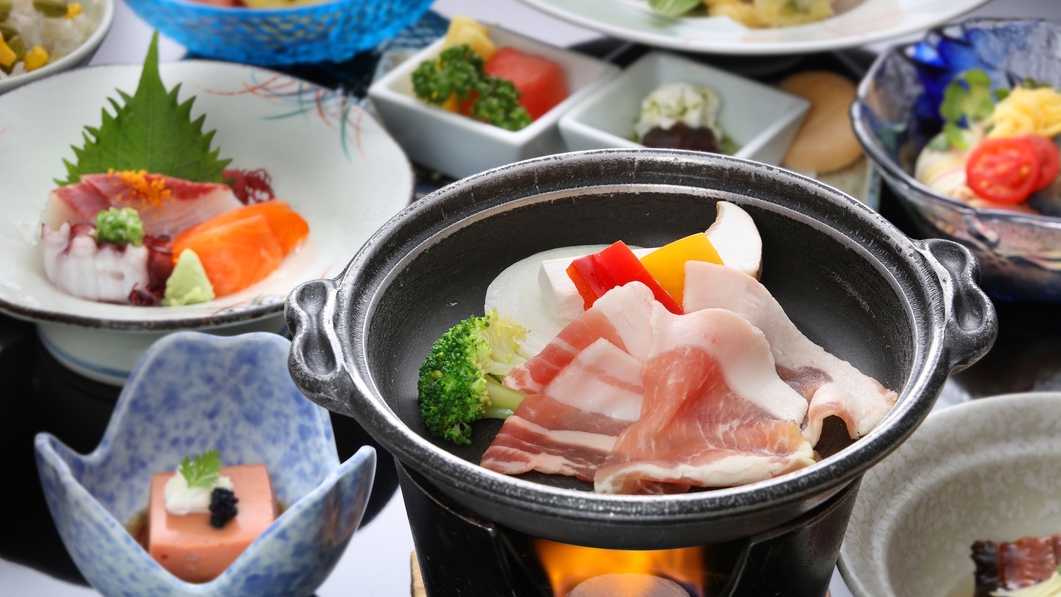 ★２食付広間食★気軽に温泉満喫！うきはブランド豚【耳納い〜っとん】季節のお料理●みのう会席