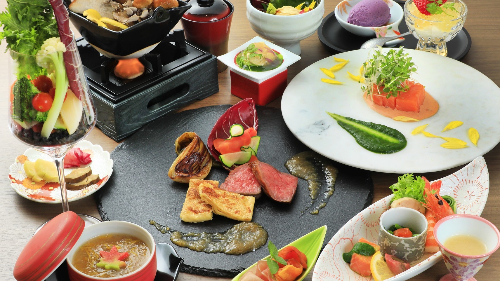 【選べるメインディッシュ】 〜とちぎ和牛のグリル or 日光湯波のグリル〜