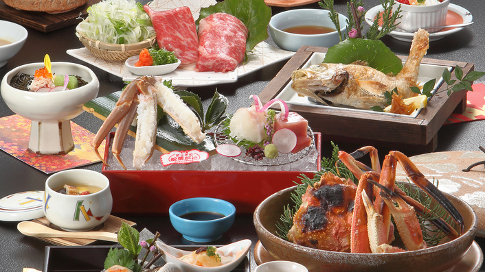 ◆冬Ｐ◆贅沢三大味覚！県産の活松葉蟹半丁×のどぐろ×鳥取和牛が織りなす饗宴『山陰冬の3大グルメ会席』