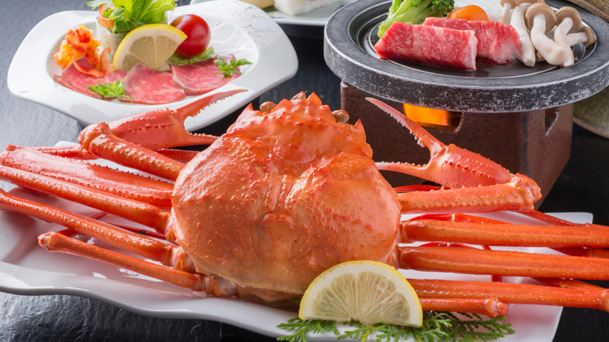 【楽天月末セール】◆春でも蟹を食べたい方に◆紅ズワイガニと鳥取和牛のスタンダードプラン