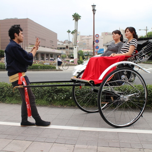 Tourist rickshaws running through Kagoshima city