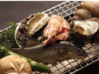 秋のアワビ付海鮮炭火焼