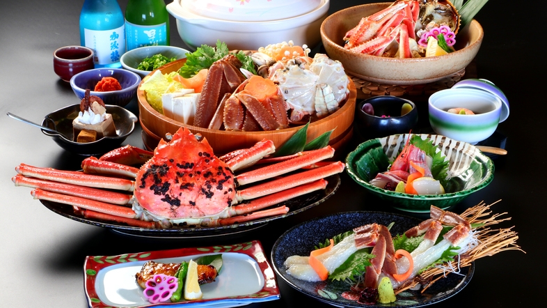 【越前ガニ松コース】カニ刺し＆焼きガニと海の幸の逸品をプラスした贅沢コース♪
