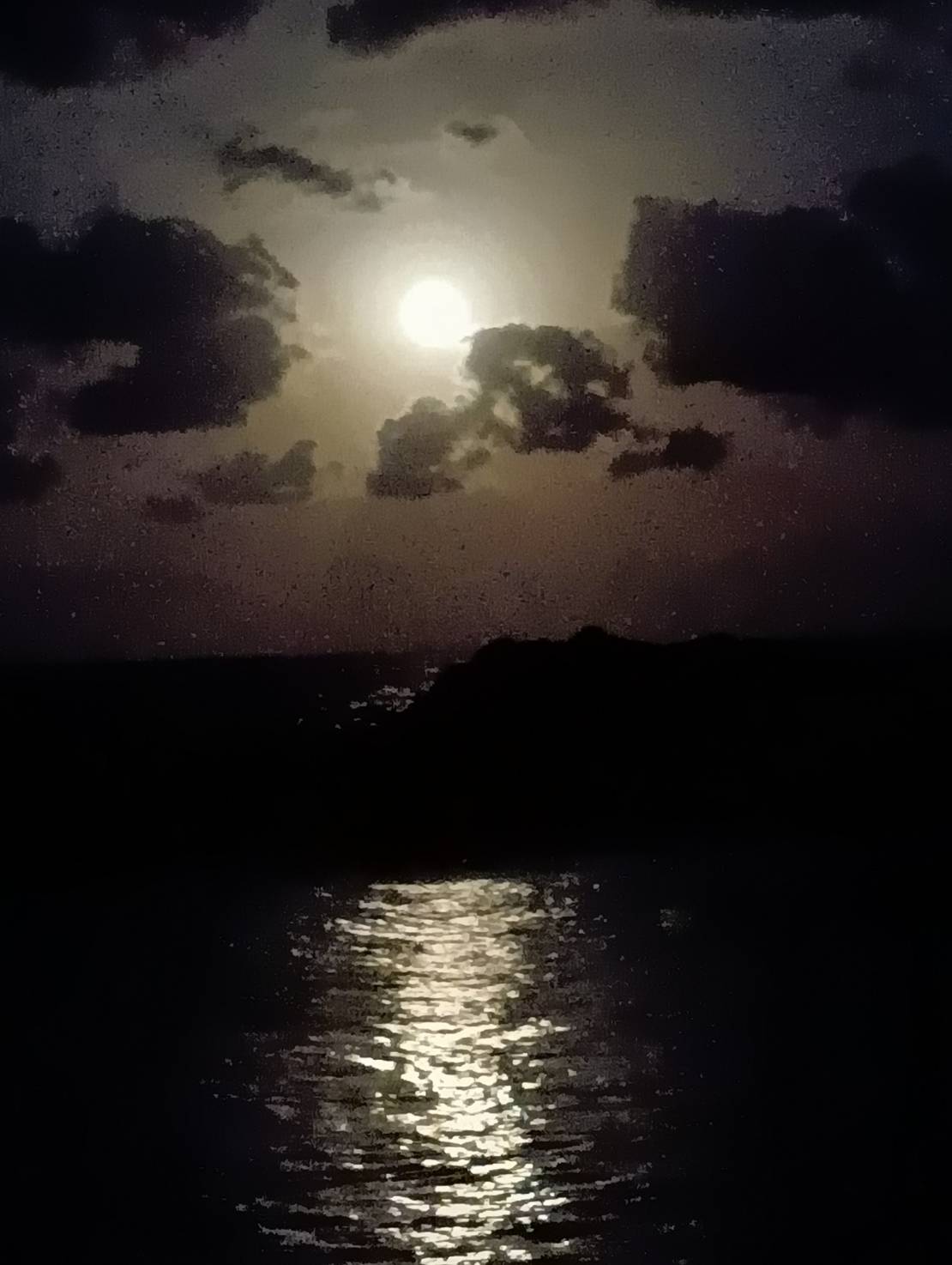 宿の目の前からの月夜