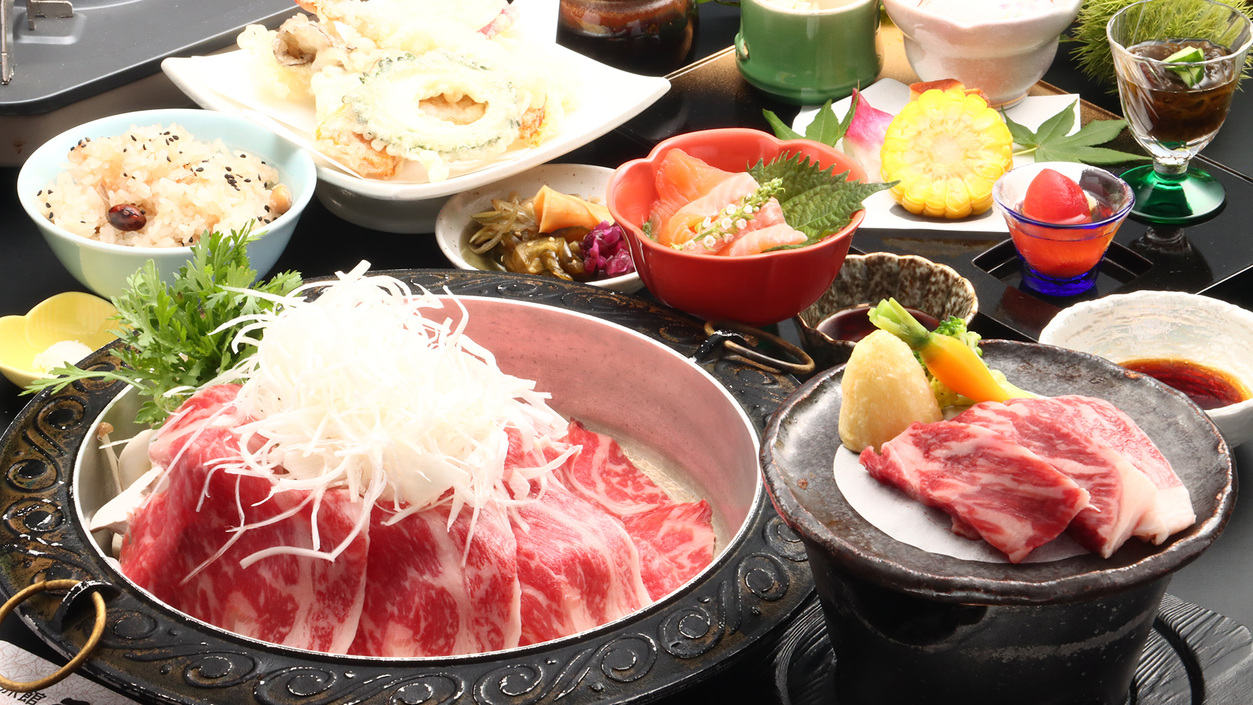 【1泊夕食付★グレードアップ】上州牛を使用した鍋と鉄板焼き！天然温泉＆サウナ付
