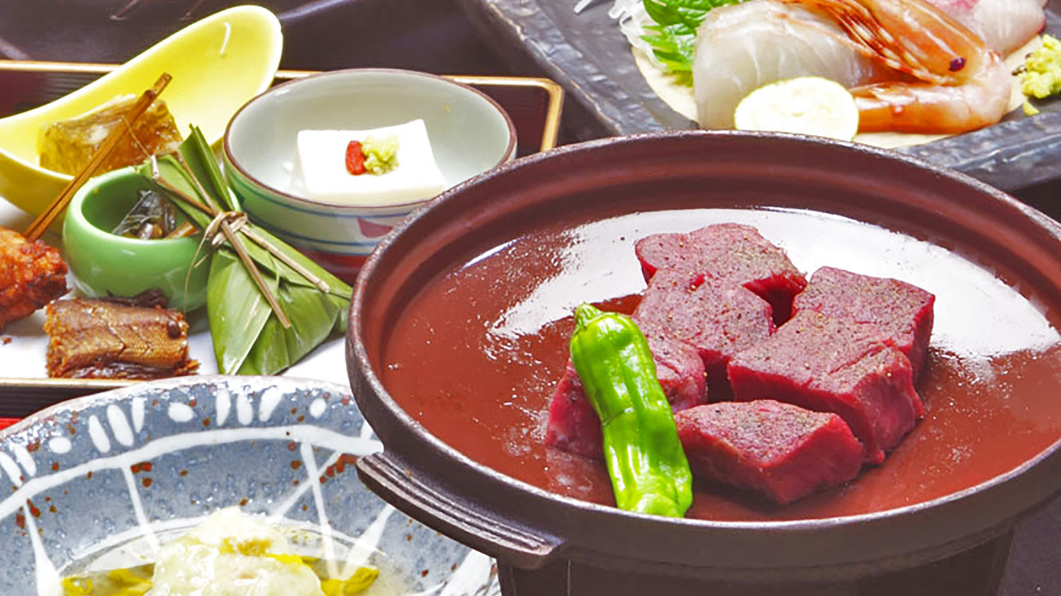 【ご馳走グレードアップ】全10品「空」会席コース〜和牛ヘレ肉×名物鮎のすだれ巻付！山海の幸に舌鼓