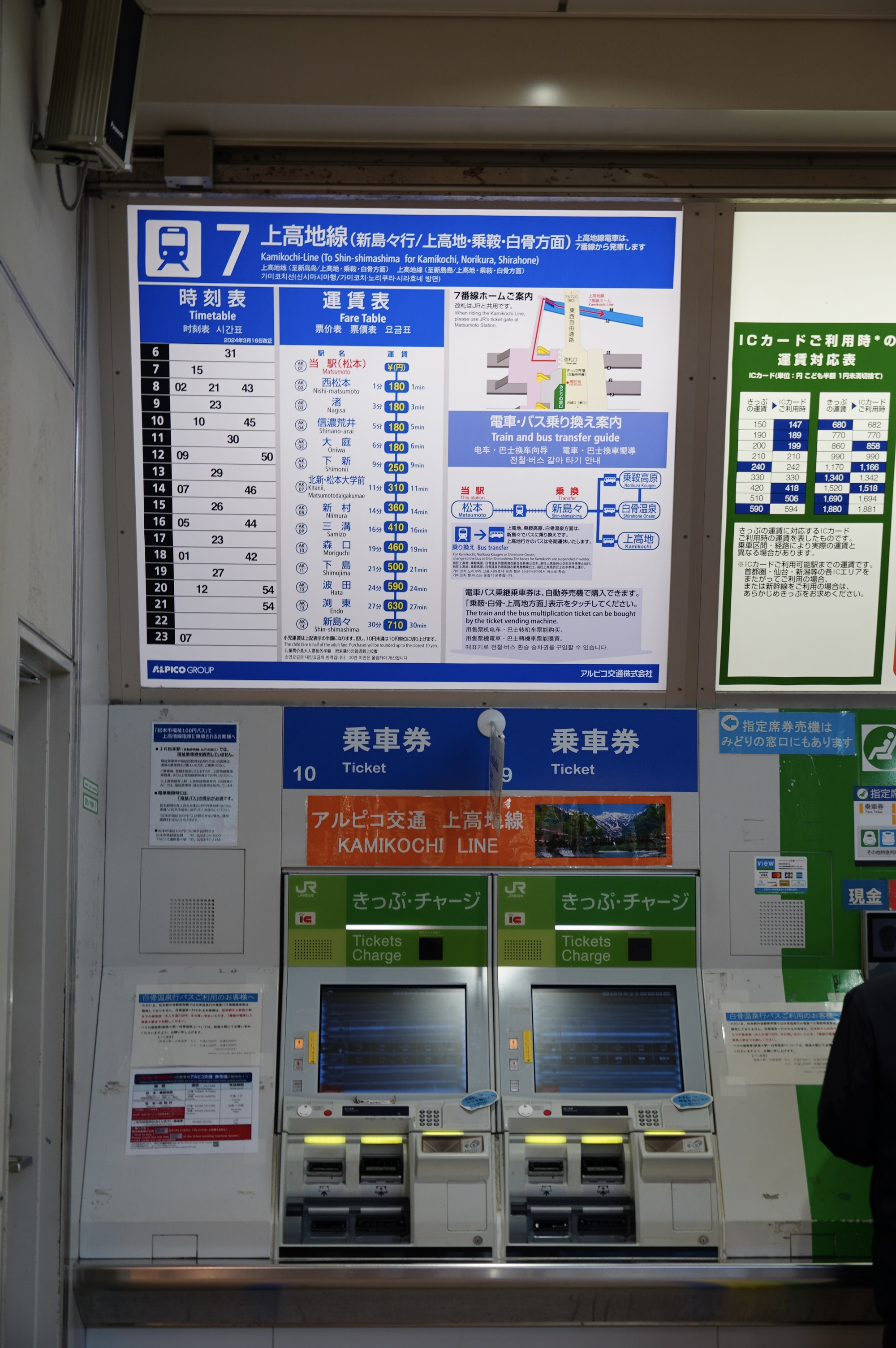 松本駅の上高地線券売機