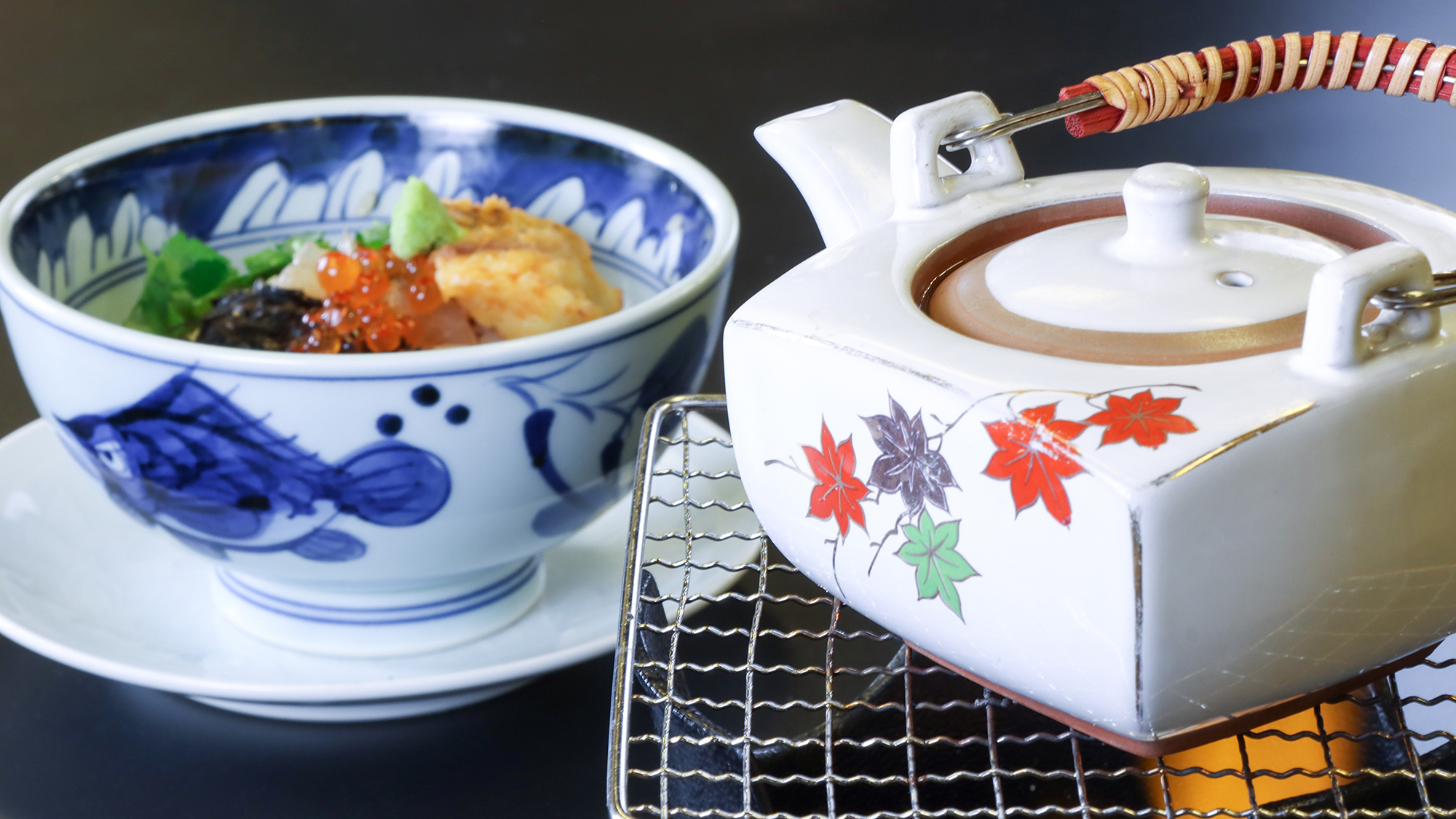 ＃≪夕食≫鯛茶漬け◆お席で温めるアツアツのダシをお好きなタイミングでおかけください