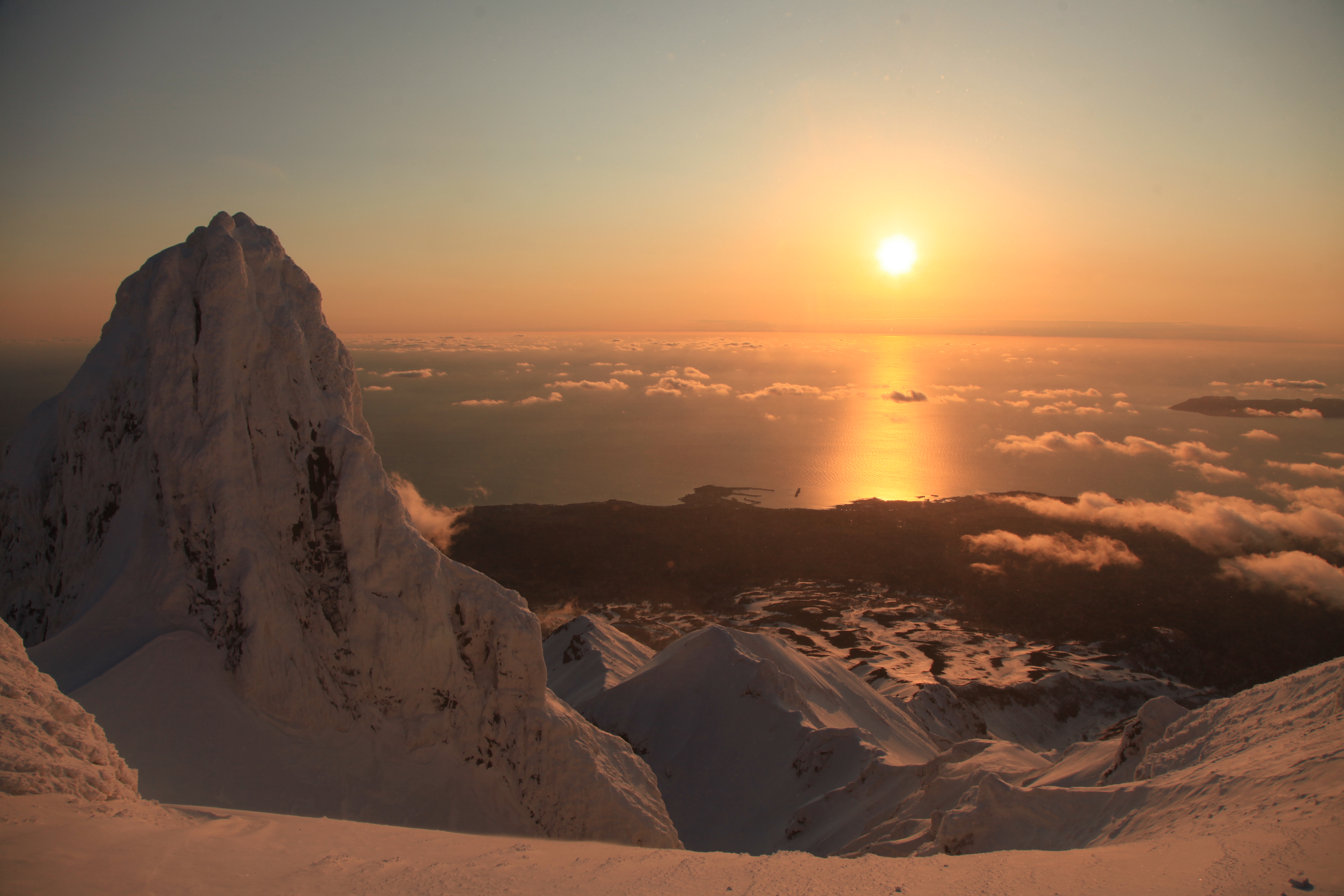 山頂からの夕陽