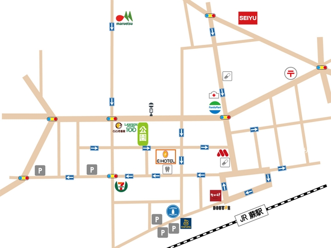 ホテルと蕨駅の周辺マップです