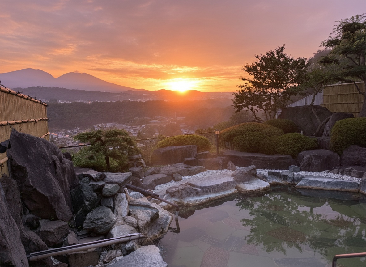 露天風呂から望む日の出 