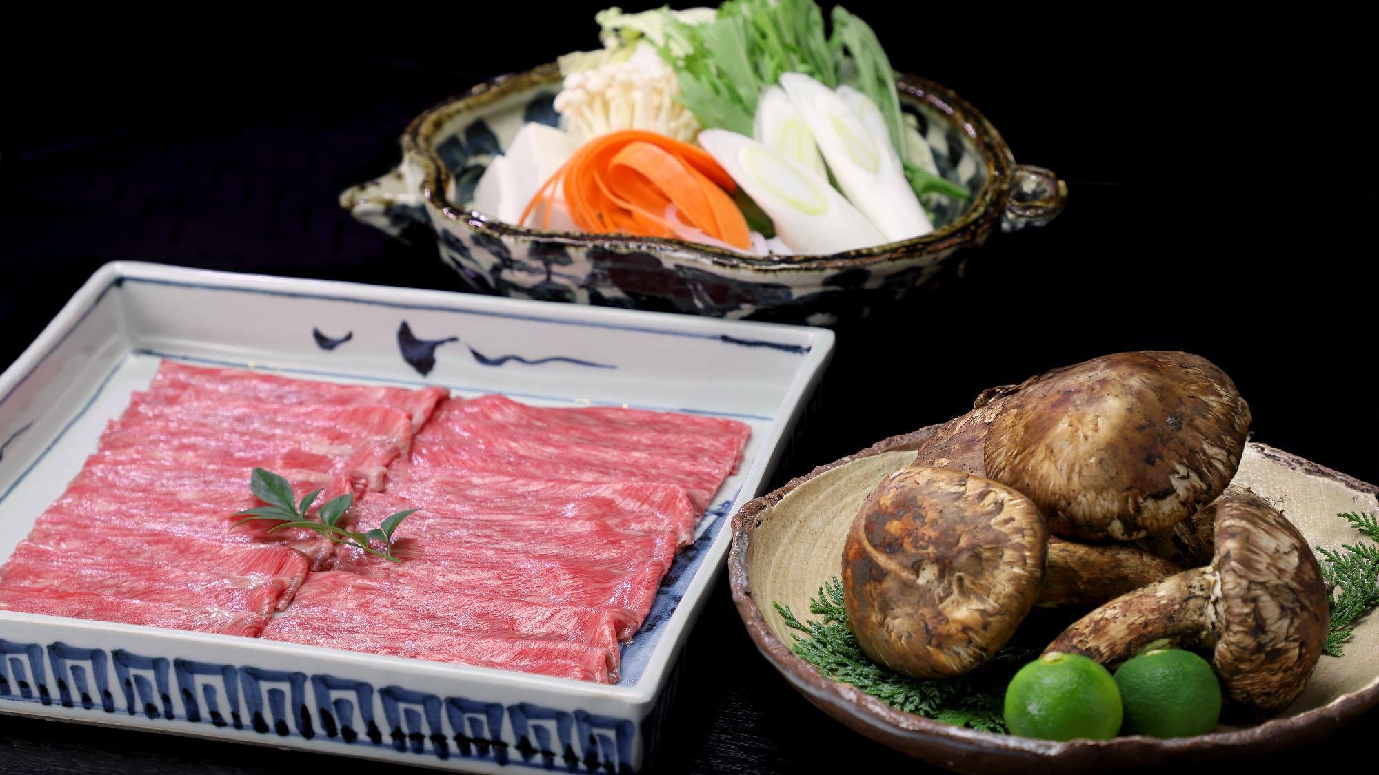 【秋季/限定】秋の味覚 ”松茸” × 最上質米国牛しゃぶしゃぶコース｜天然温泉 露天風呂付き大浴場