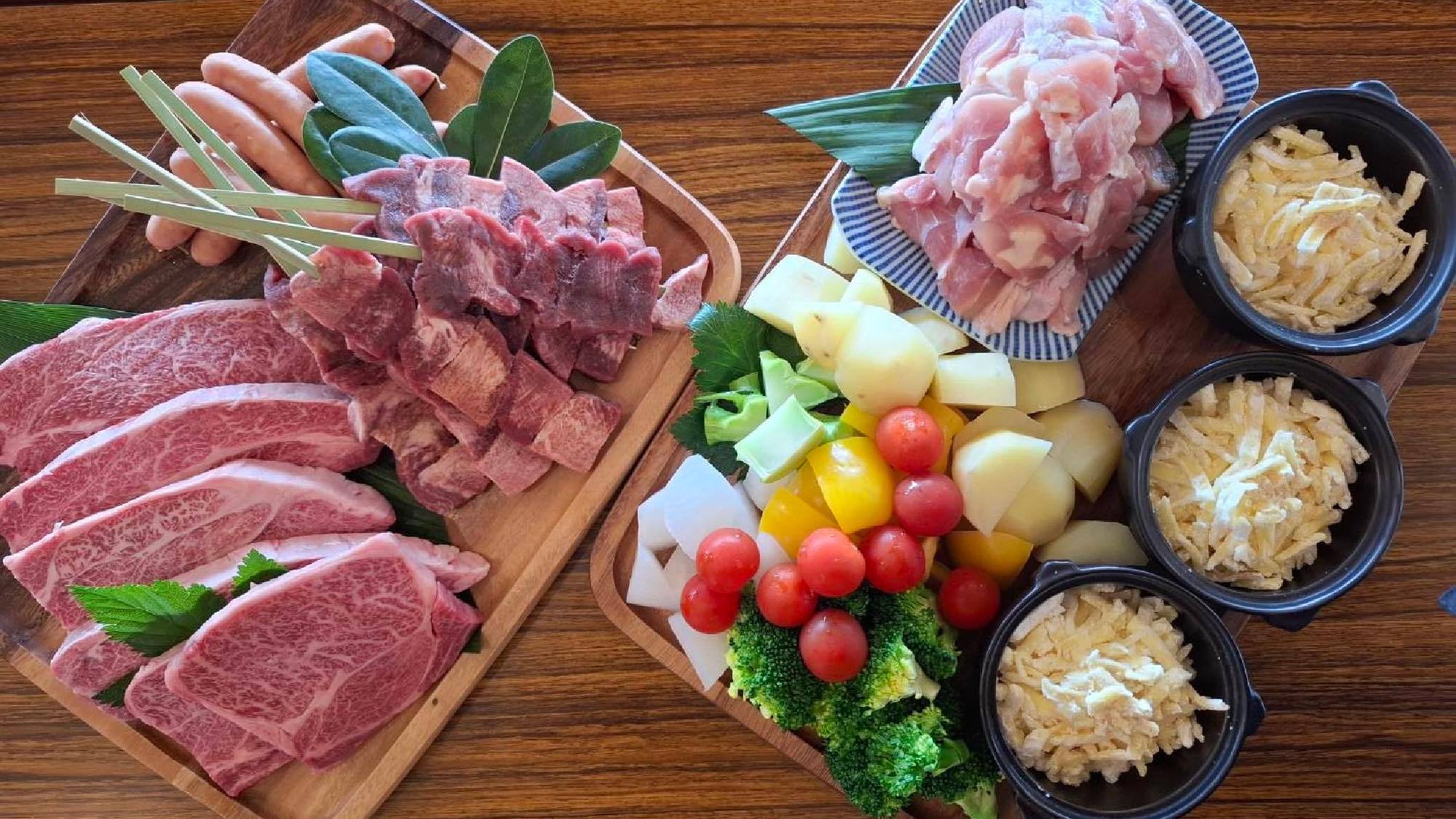 【部屋食】BBQコース｜客室テラスでお部屋食 持込可｜天然温泉/露天風呂付き大浴場