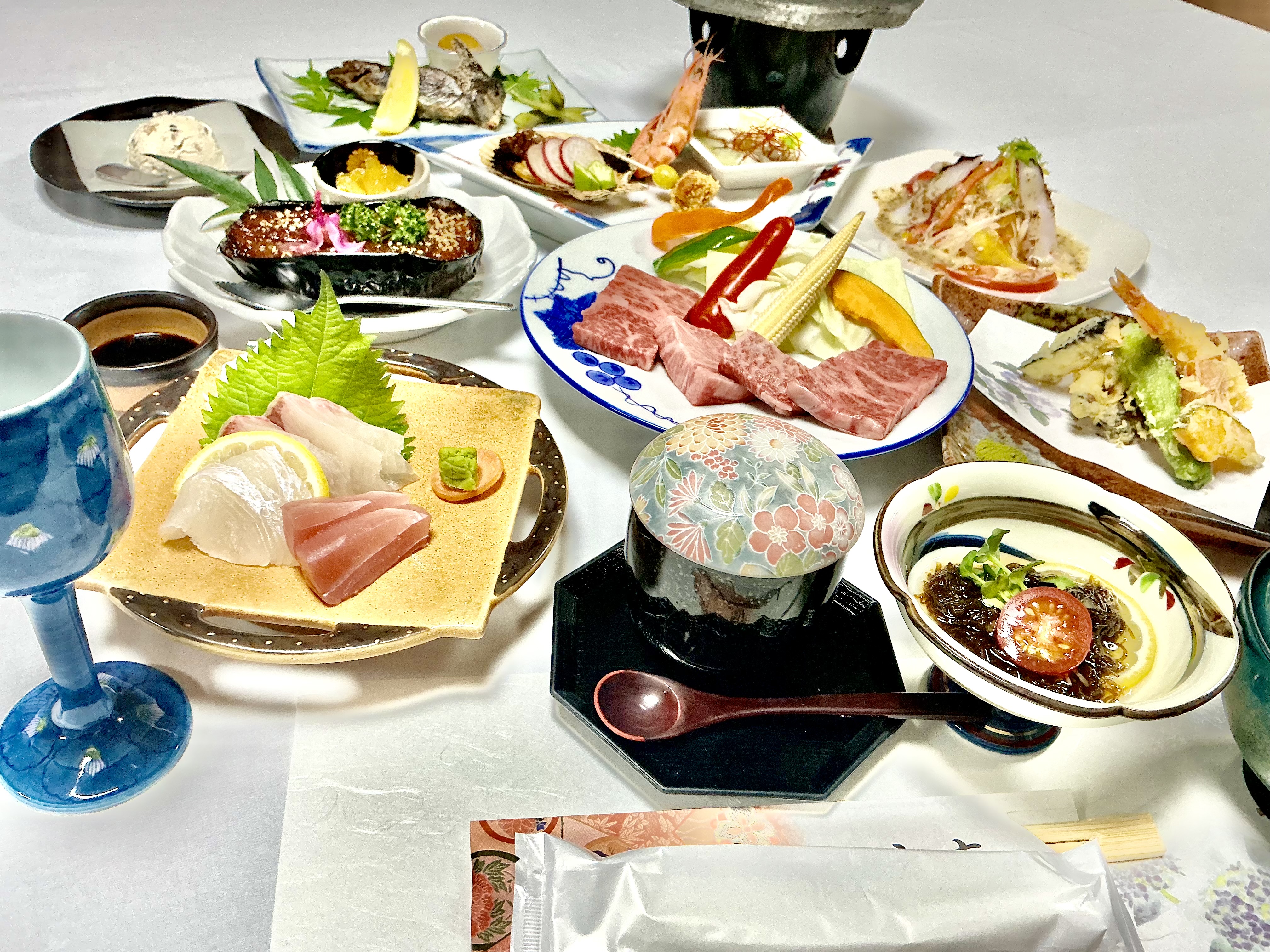 大吉旅館手作り料理です。メニューが異なる時もあります