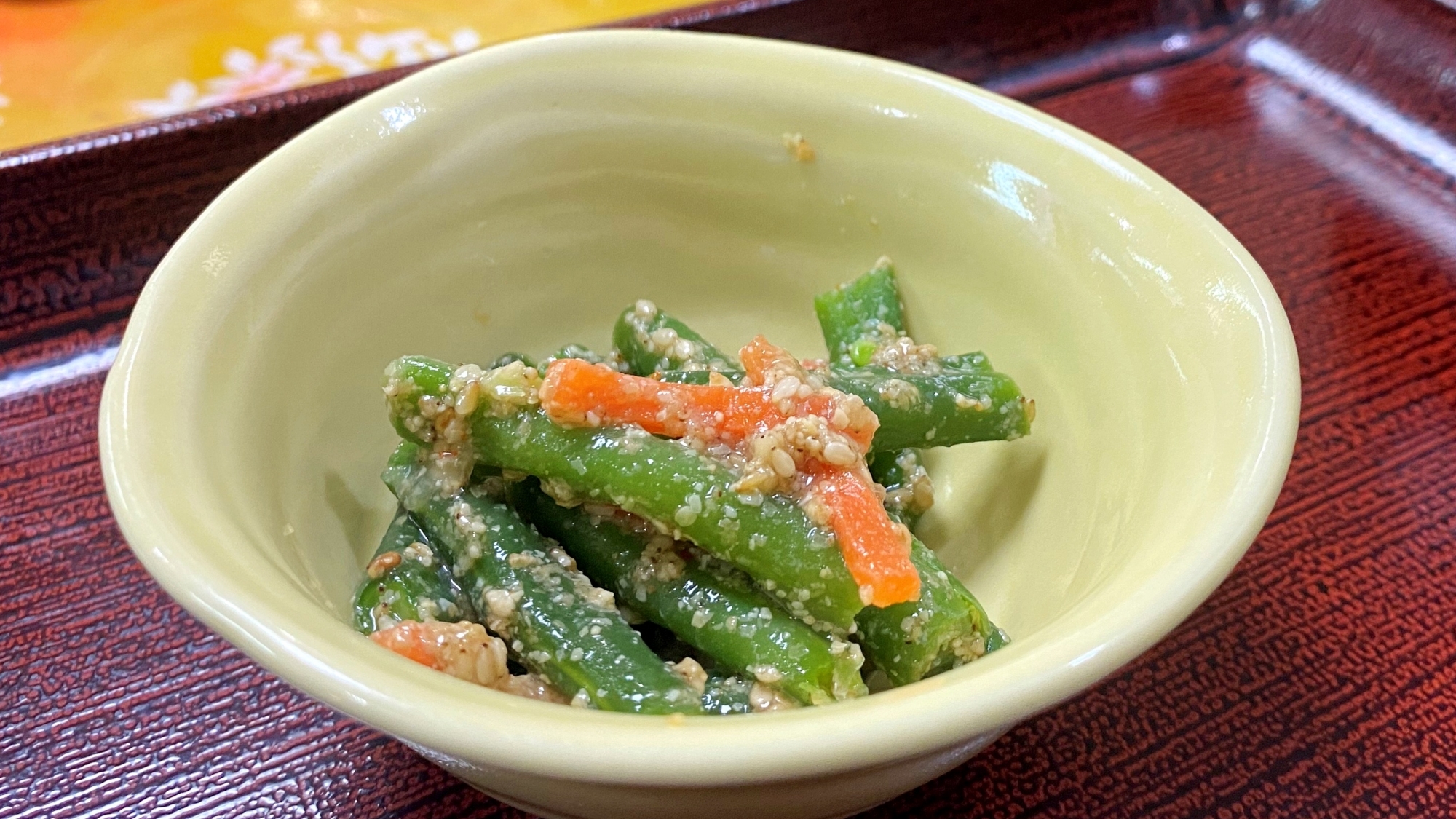 *【朝食一例】優しい味わいが広がる、いんげんのごま和え。