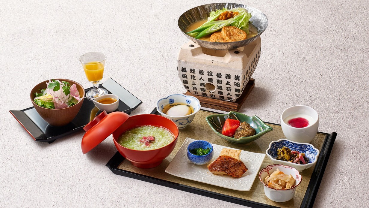 選べるご飯（冷やし抹茶粥）と相性抜群なご飯のお供を添えた京朝食（2025年6月2日～9月10日）