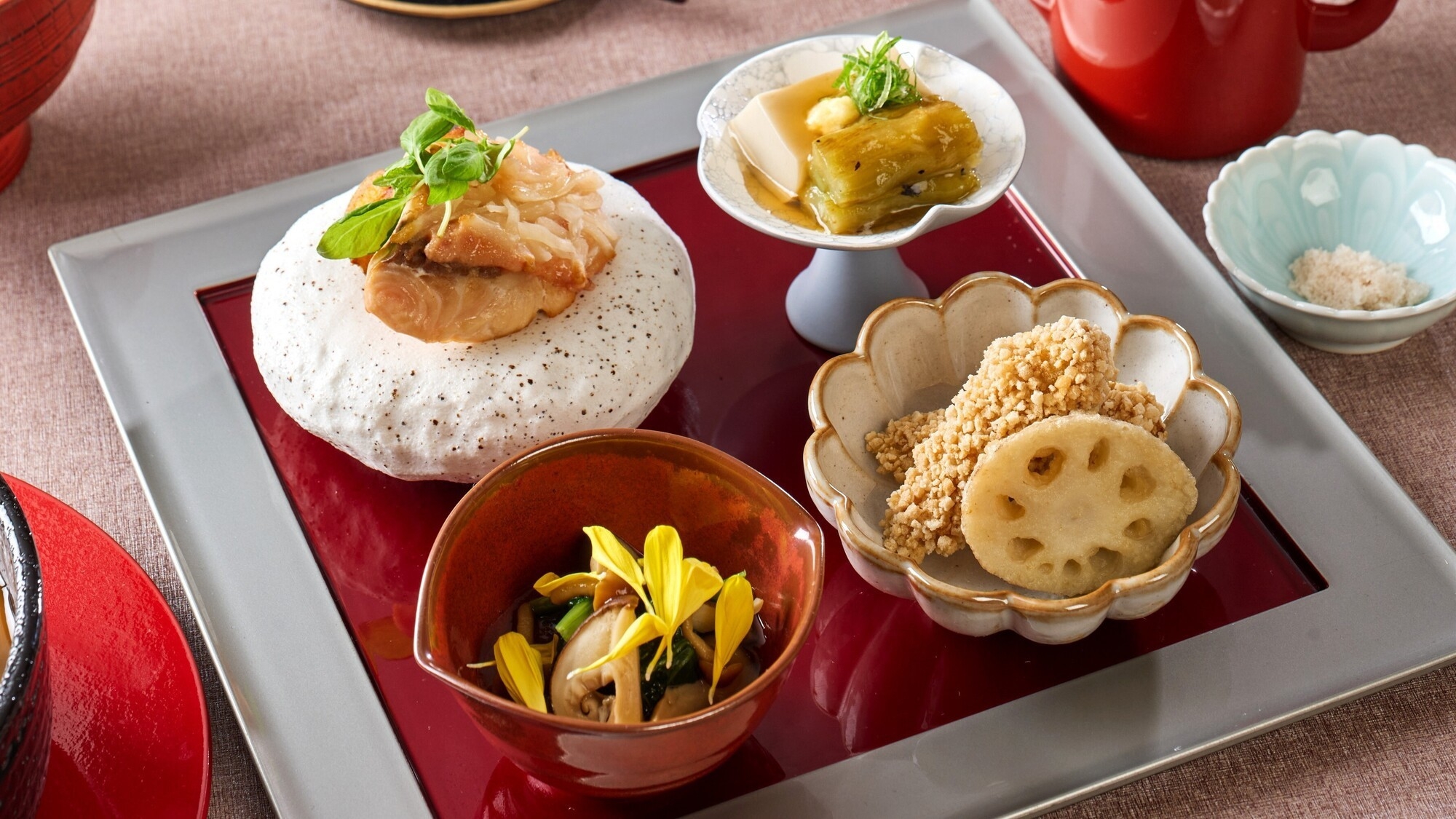 【5％OFF】【楽天スーパーSALE】京都と言えば！豆腐料理を季節のおばんざいと楽しむ〜琴《2食付》