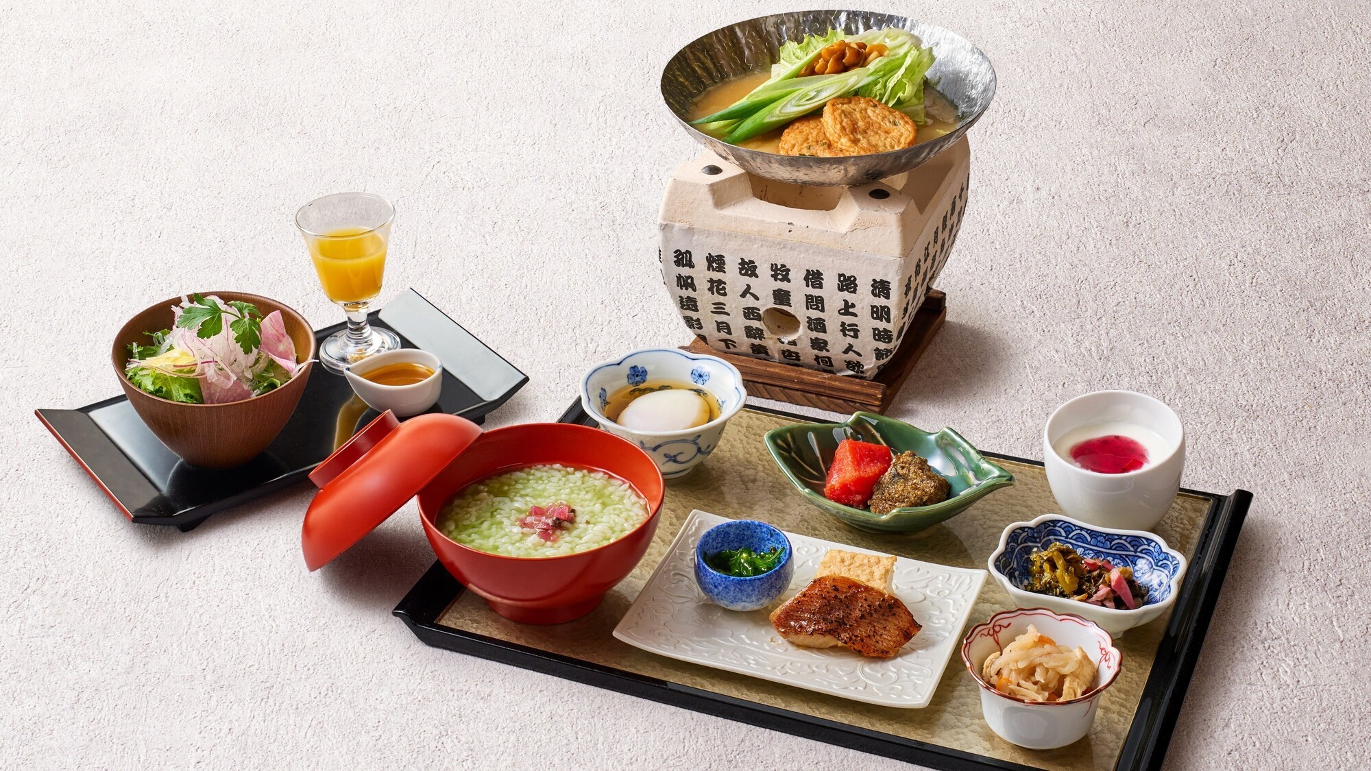 選べるご飯（冷やし抹茶粥）と相性抜群なご飯のお供を添えた京朝食（2025年6月2日～9月10日）