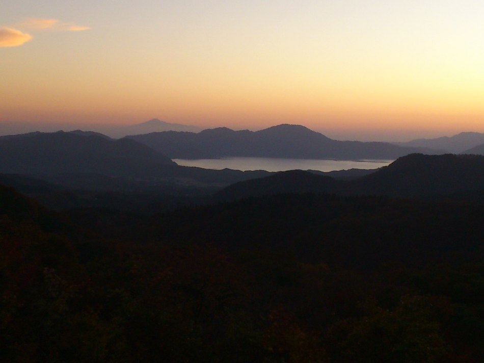 Sunset and Lake Tazawa