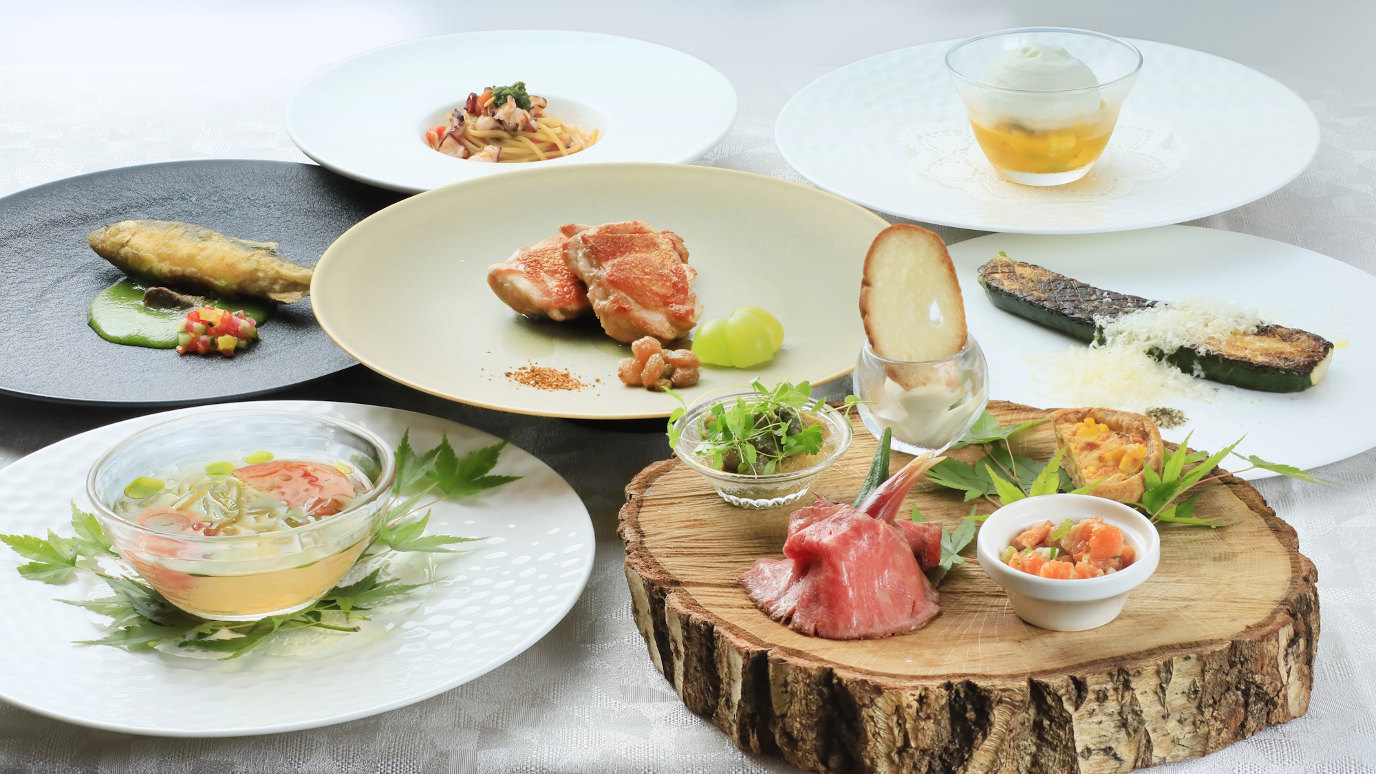 旬菜と地の味覚を活かしたフレンチイタリアンをお愉しみに　※一例