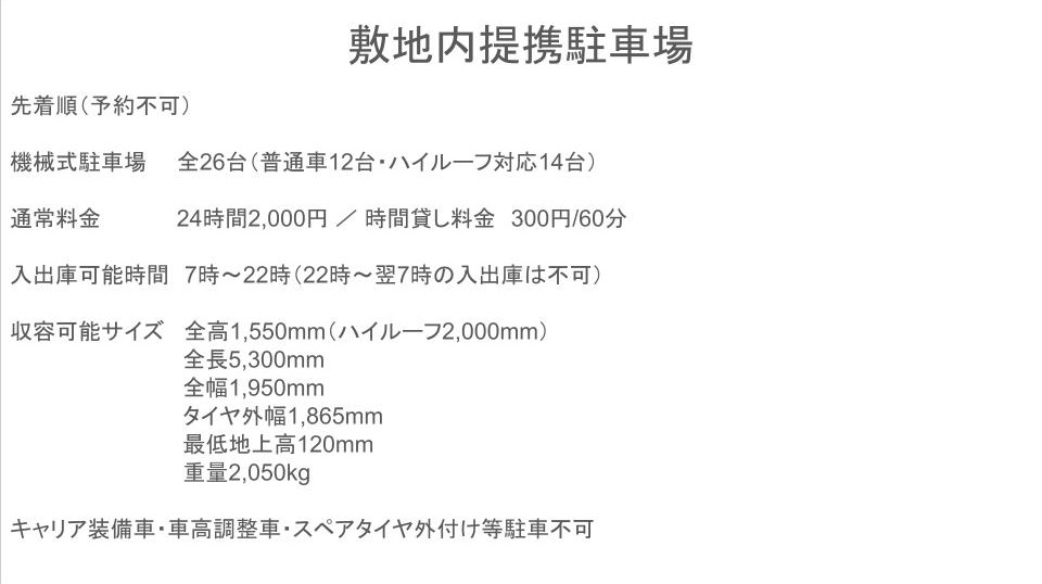 敷地内駐車場のご案内