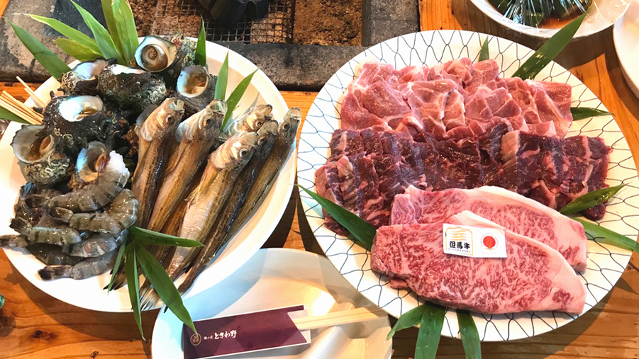 【但馬牛＋海鮮付BBQ】さらに豪華！！但馬牛と魚介でさらにテンションUP！