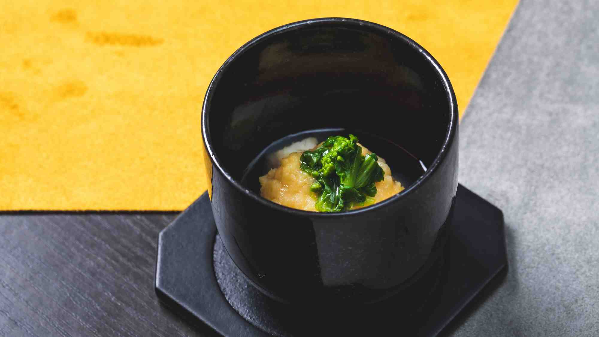 【美湖膳】2026春献立《羹物》二種の春魚と菜花の菜種蒸し