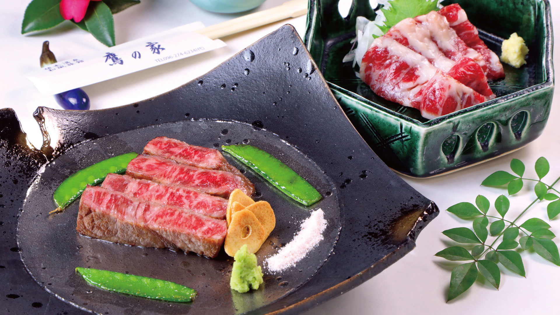 【グレードアップ】熊本特産霜降り馬刺しと黒毛和牛サーロインステーキ♪