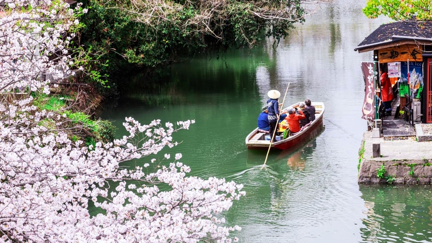 【柳川川下り】しだれ柳や四季の花々を船に乗りながら眺めます。当館より車で1時間15分 ／電車で2時間
