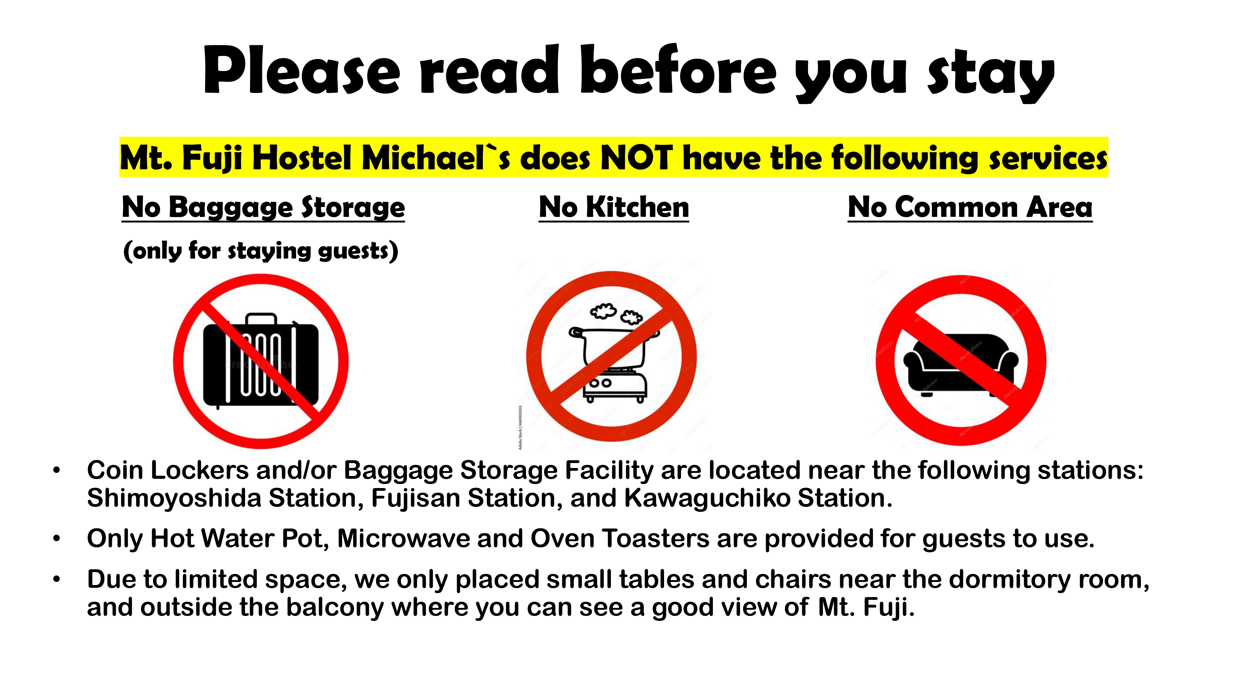Please read before you stay