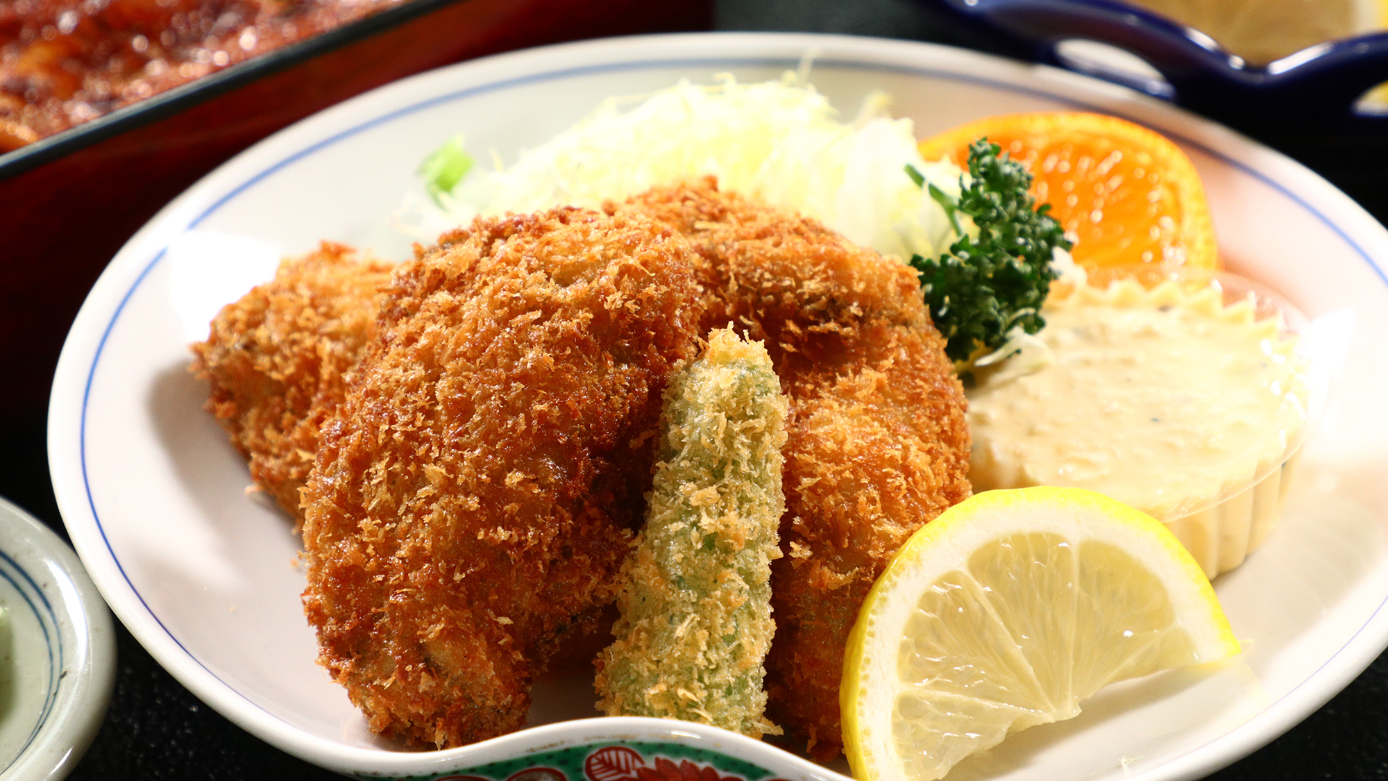 【夕食】 揚げ物浜名湖産カキフライ*