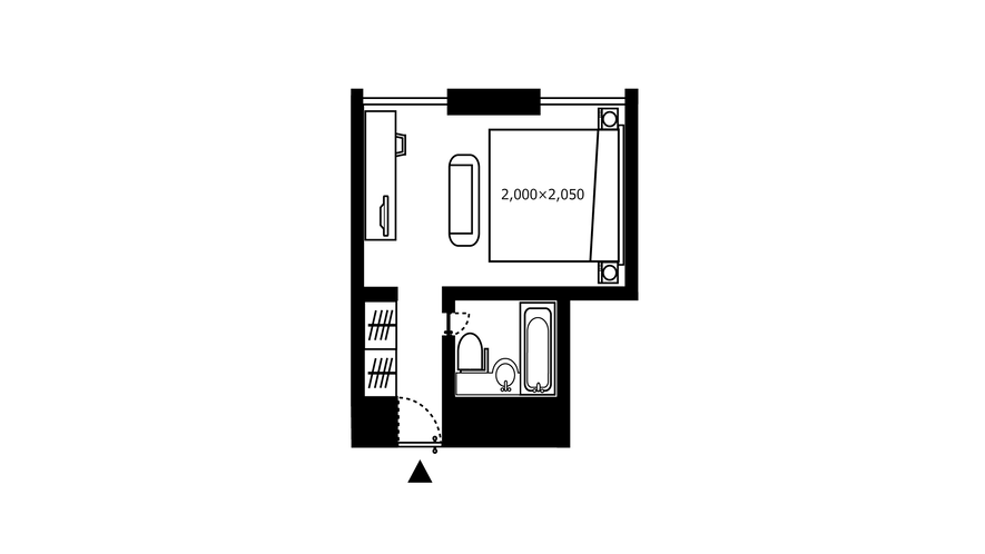 ダブルルーム 23.9㎡　間取り図　一例