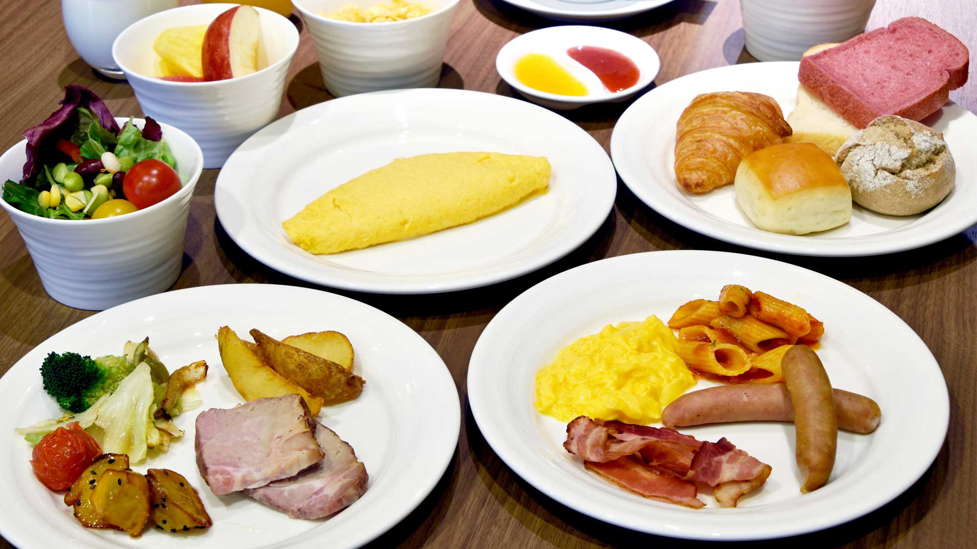【朝食】豊富なメニューを取り揃えたモーニングブッフェ（洋食一例）※6：30～9：30（9：00L.O