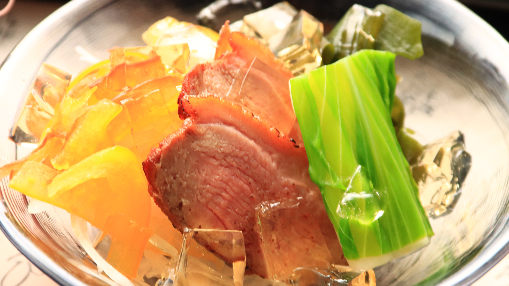 酢の物 鴨肉のロースト　梅酢ジュレ掛け