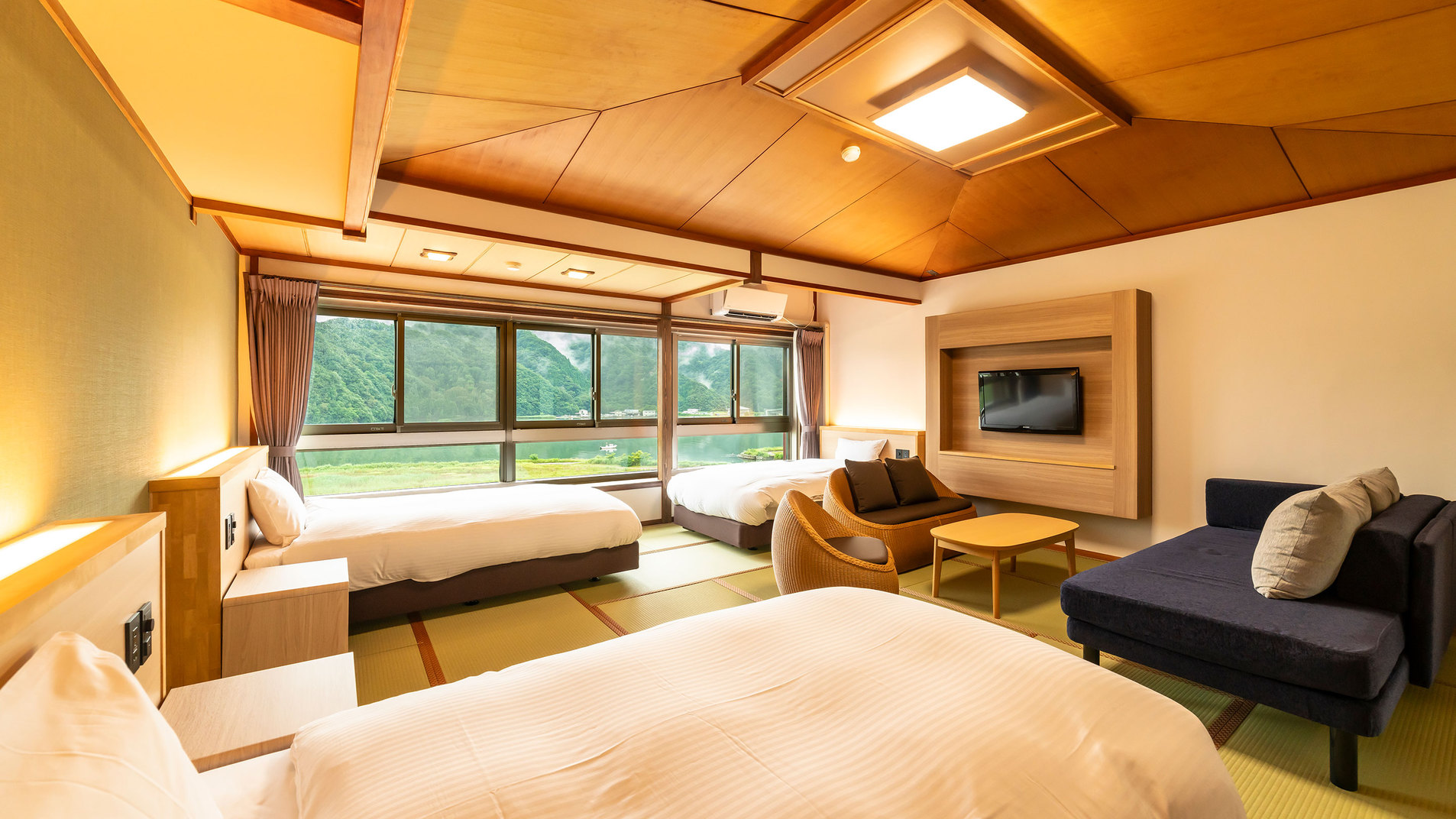 【禁煙】スーペリア和ベッド トリプル内風呂なし(川側)※イメージ