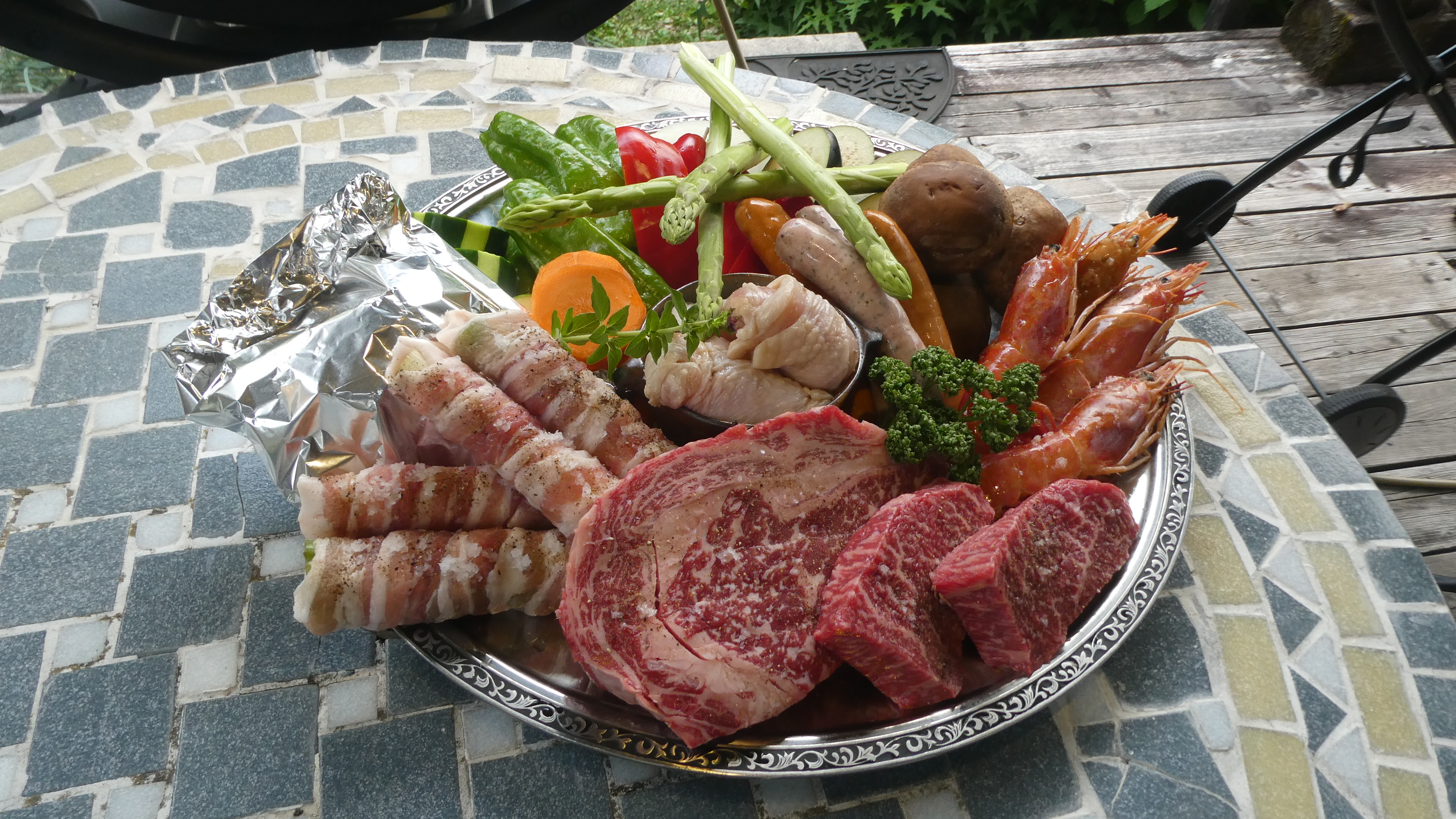 信州牛ステーキのバーベキュー