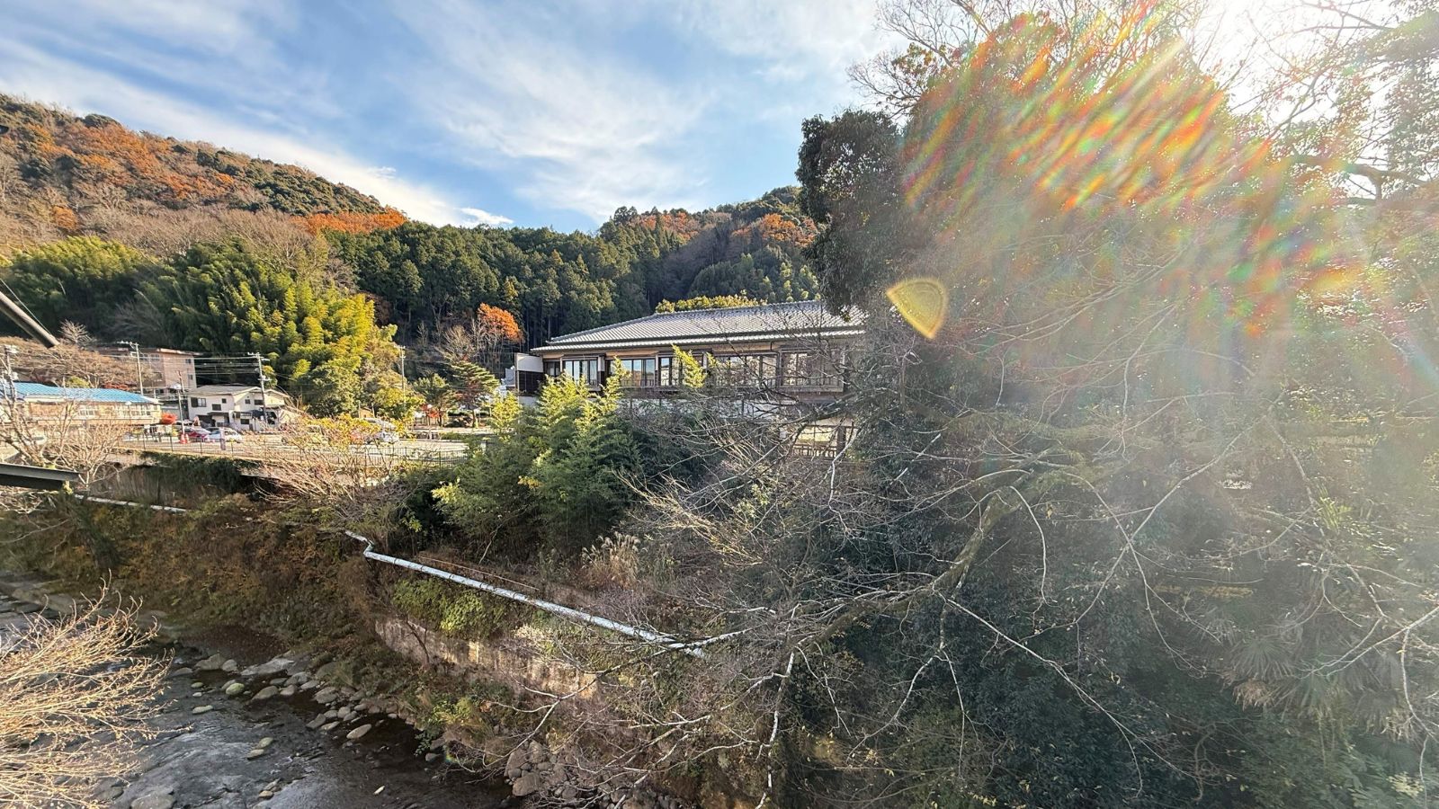 お部屋から見える修善寺川
