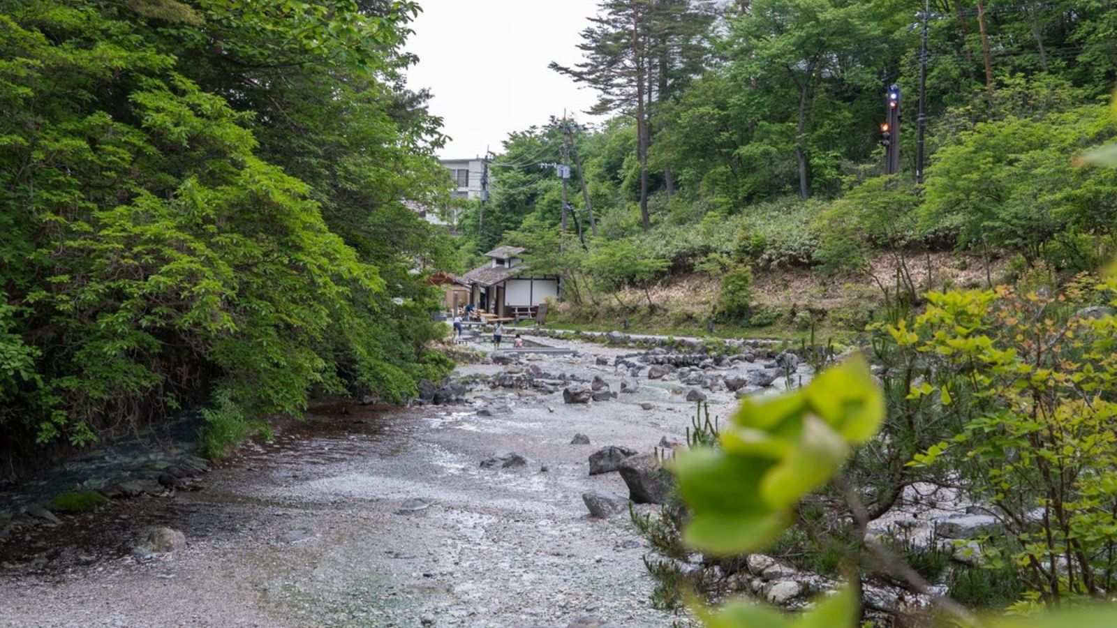 【西の河原公園】当館から徒歩10分ほどの草津温泉の名所。温泉が湧き出る自然公園。