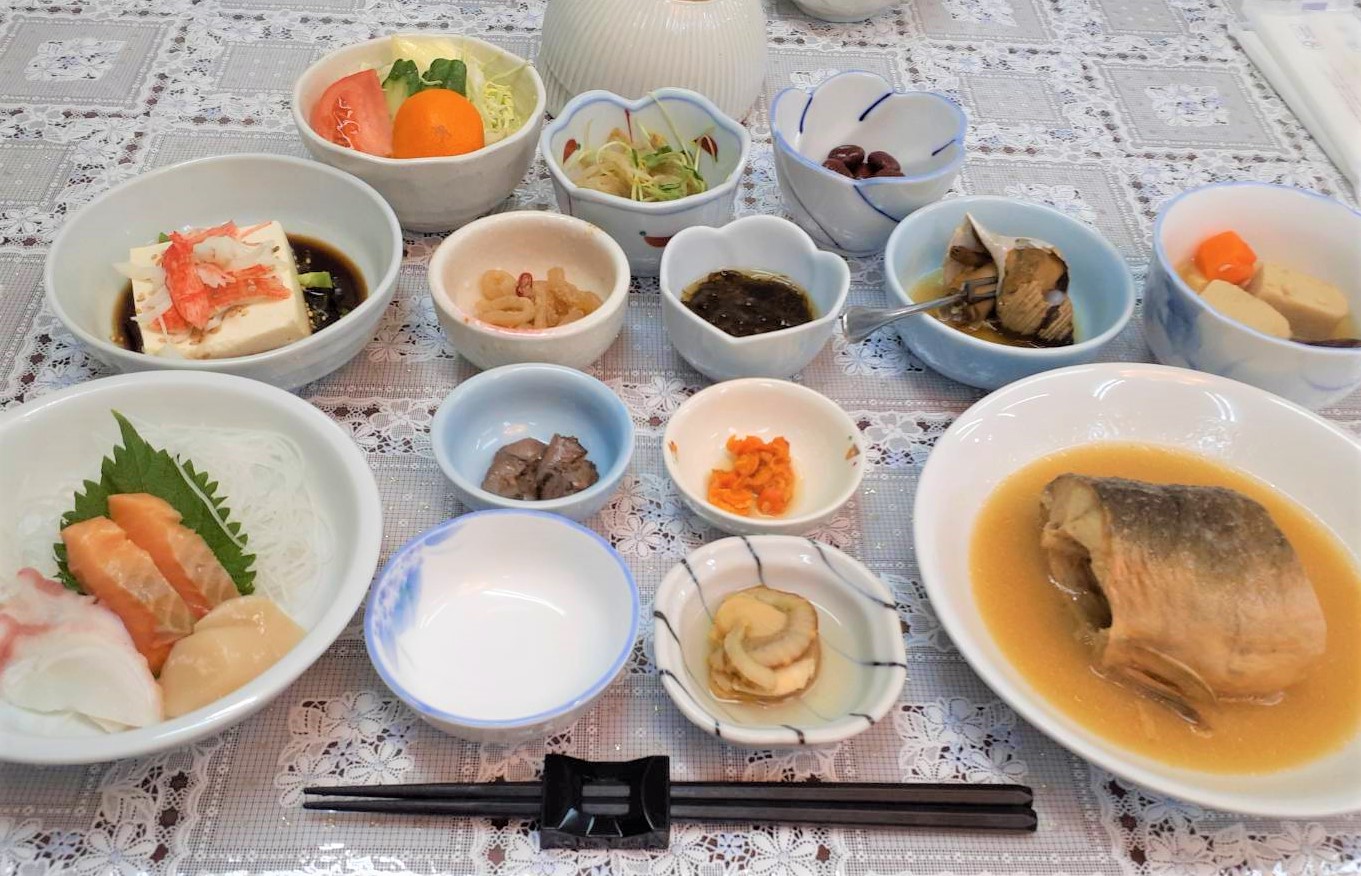 民宿いしやまの手作り夕食