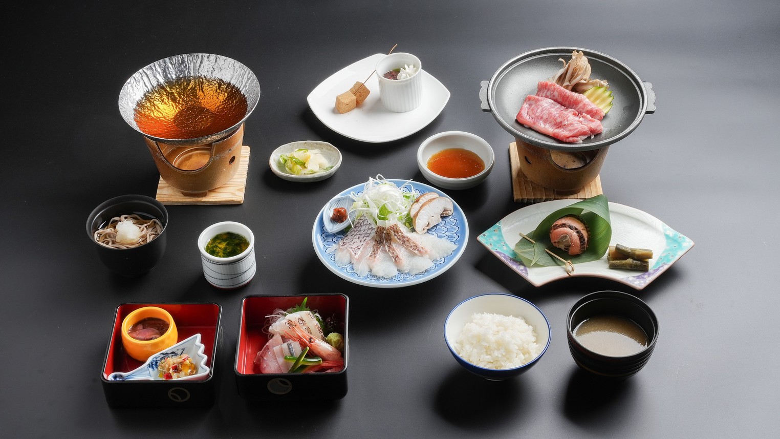 【1泊2食付】春旬の鯛しゃぶと黒毛和牛を堪能　寛ぎ旬会席
