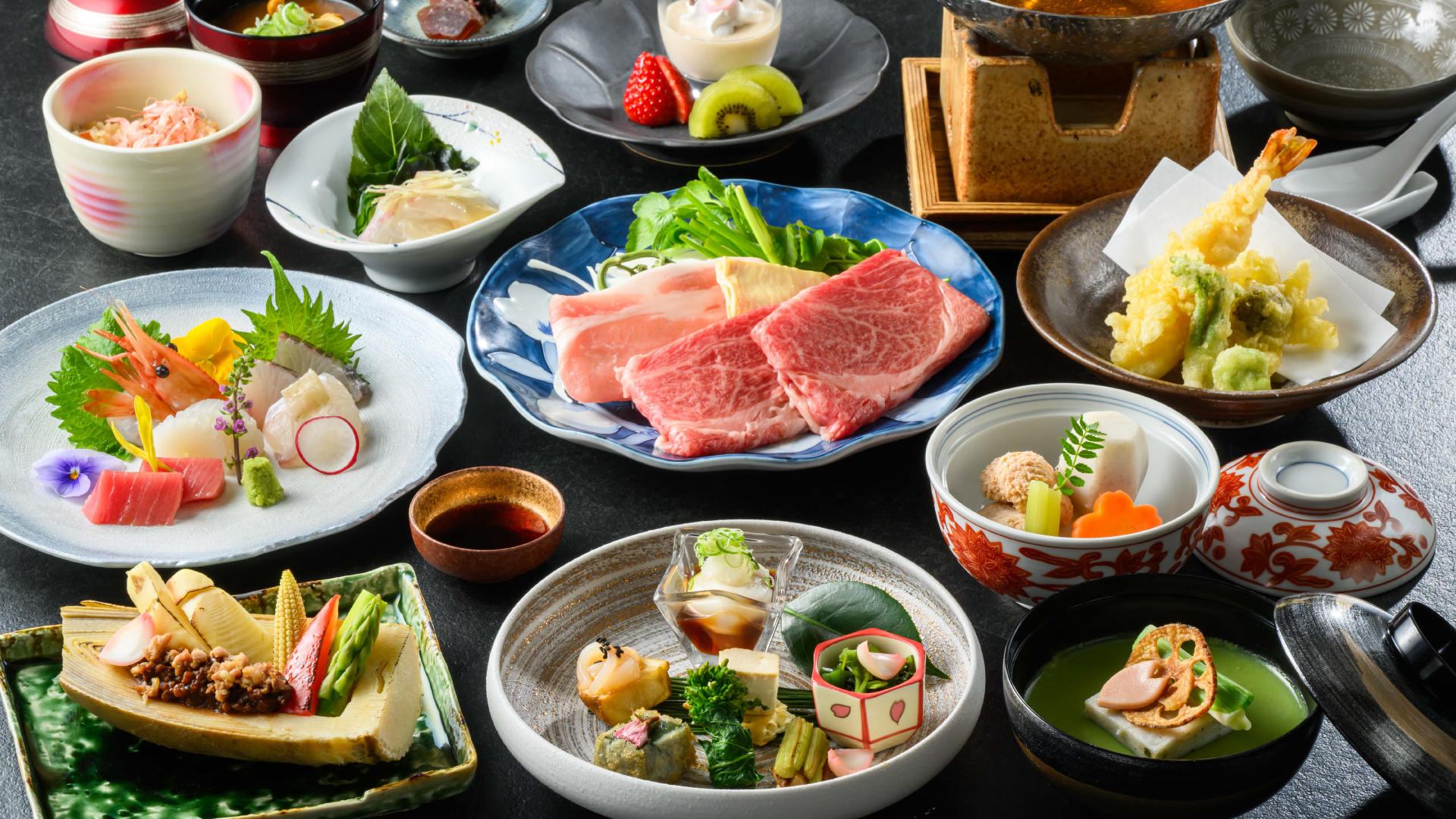 【奈良づくし会席/春】旬の食材と奈良の銘柄牛三種を存分にお楽しみください。