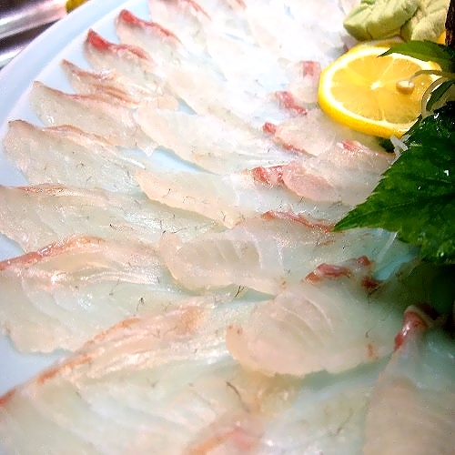 Thinly sliced sea bream