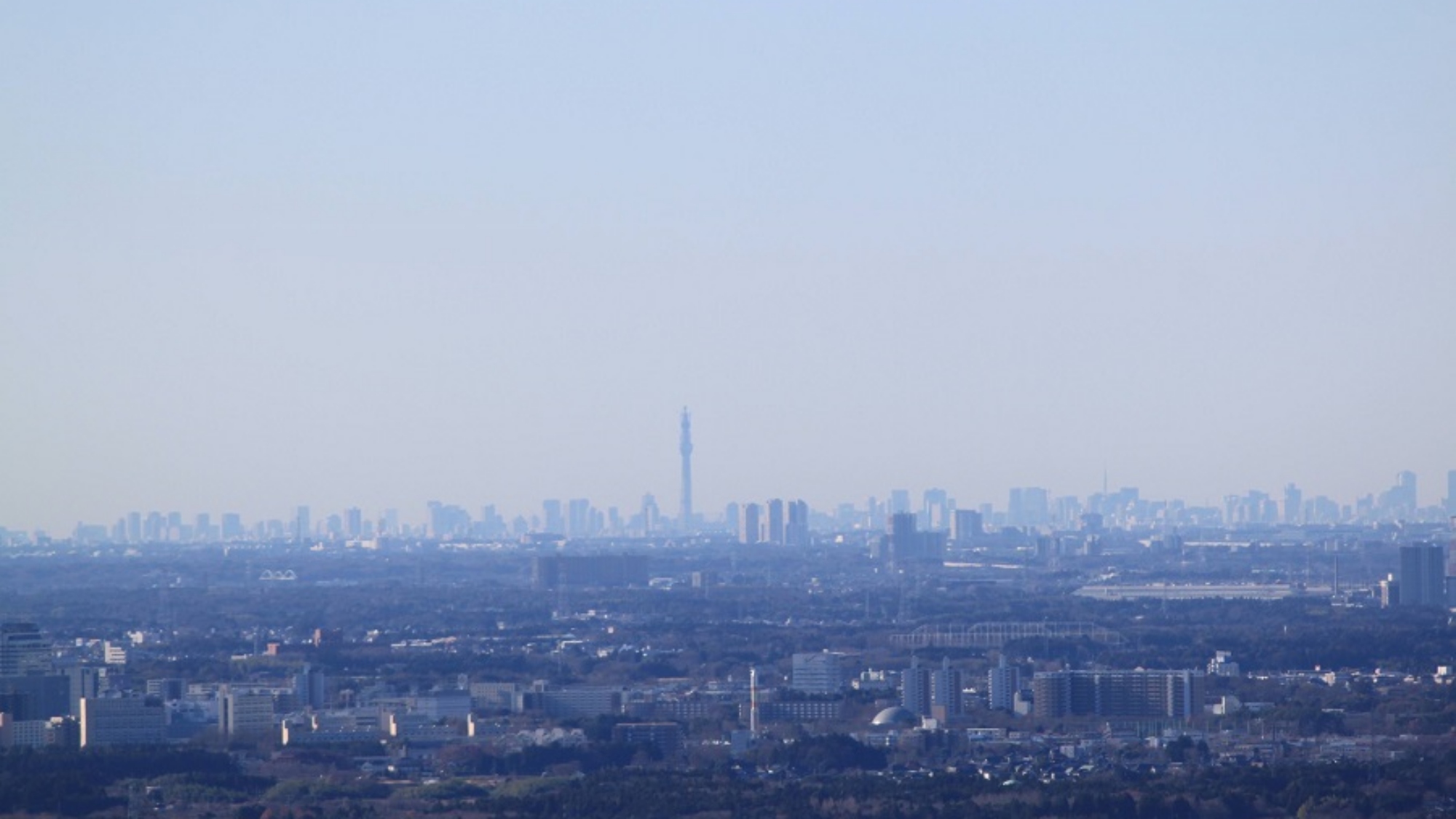 つくば市の町並みとスカイツリー