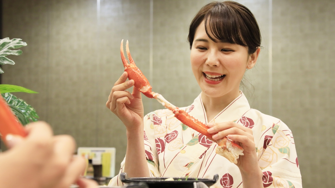 【バラ園入園券など4大特典付】ローズプラン★かに＆ステーキ食べ放題バイキング♪湯めぐり満喫