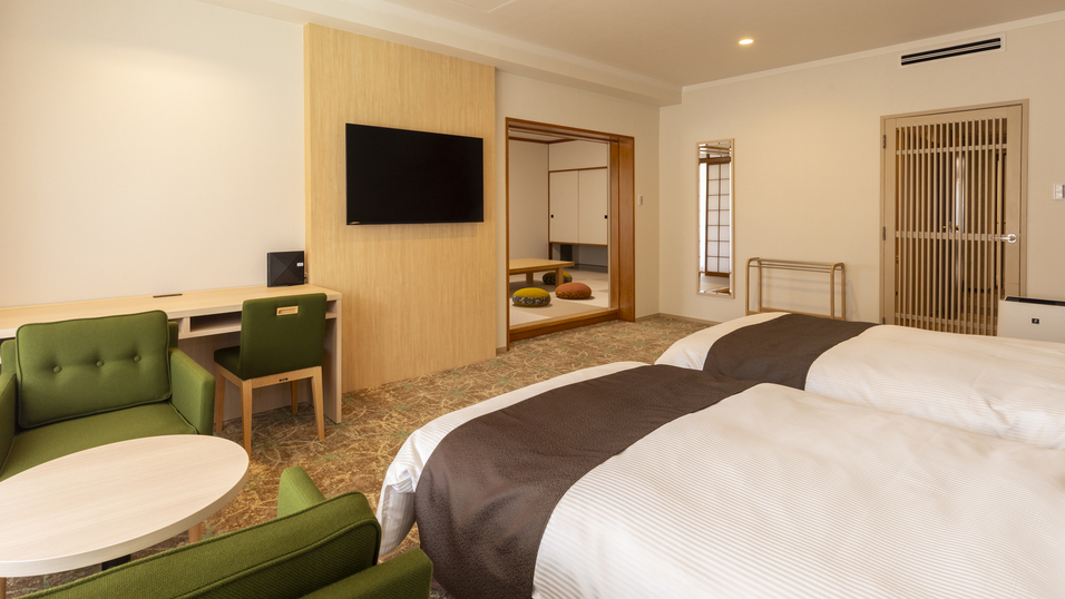 <2024年3月リニューアル>モダン和洋室|和室12畳間+ツイン(75.6㎡)