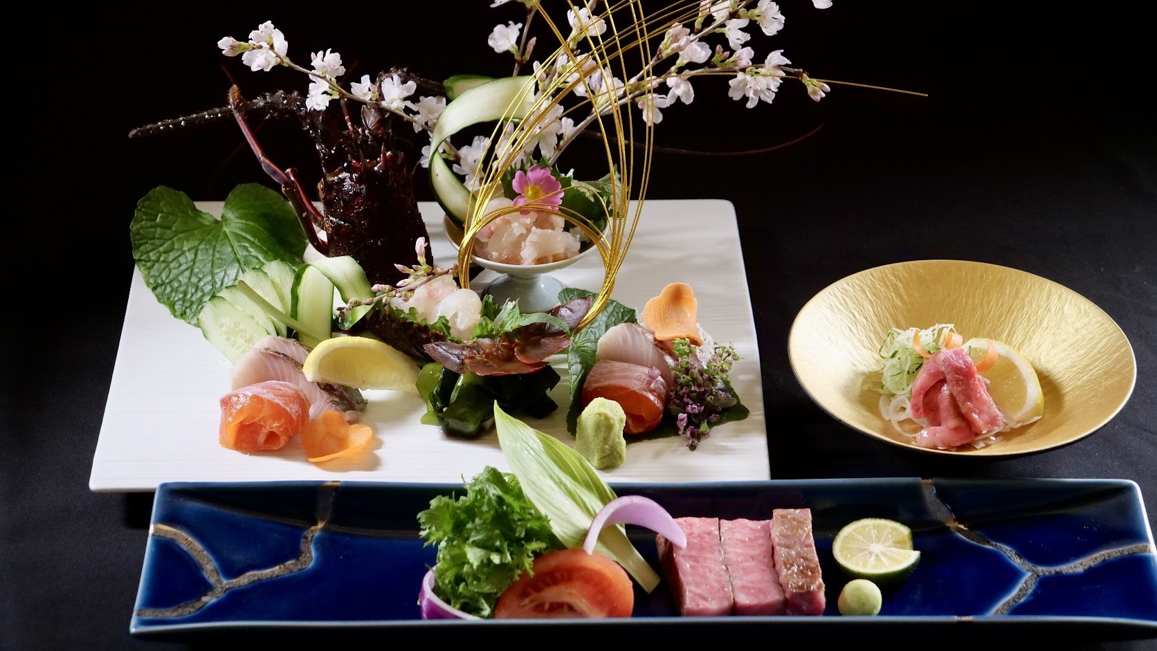 【個室確約★増田牛特選美食会席】伊勢海老×ココファームグラスワイン付｜ワンランク上の会席料理