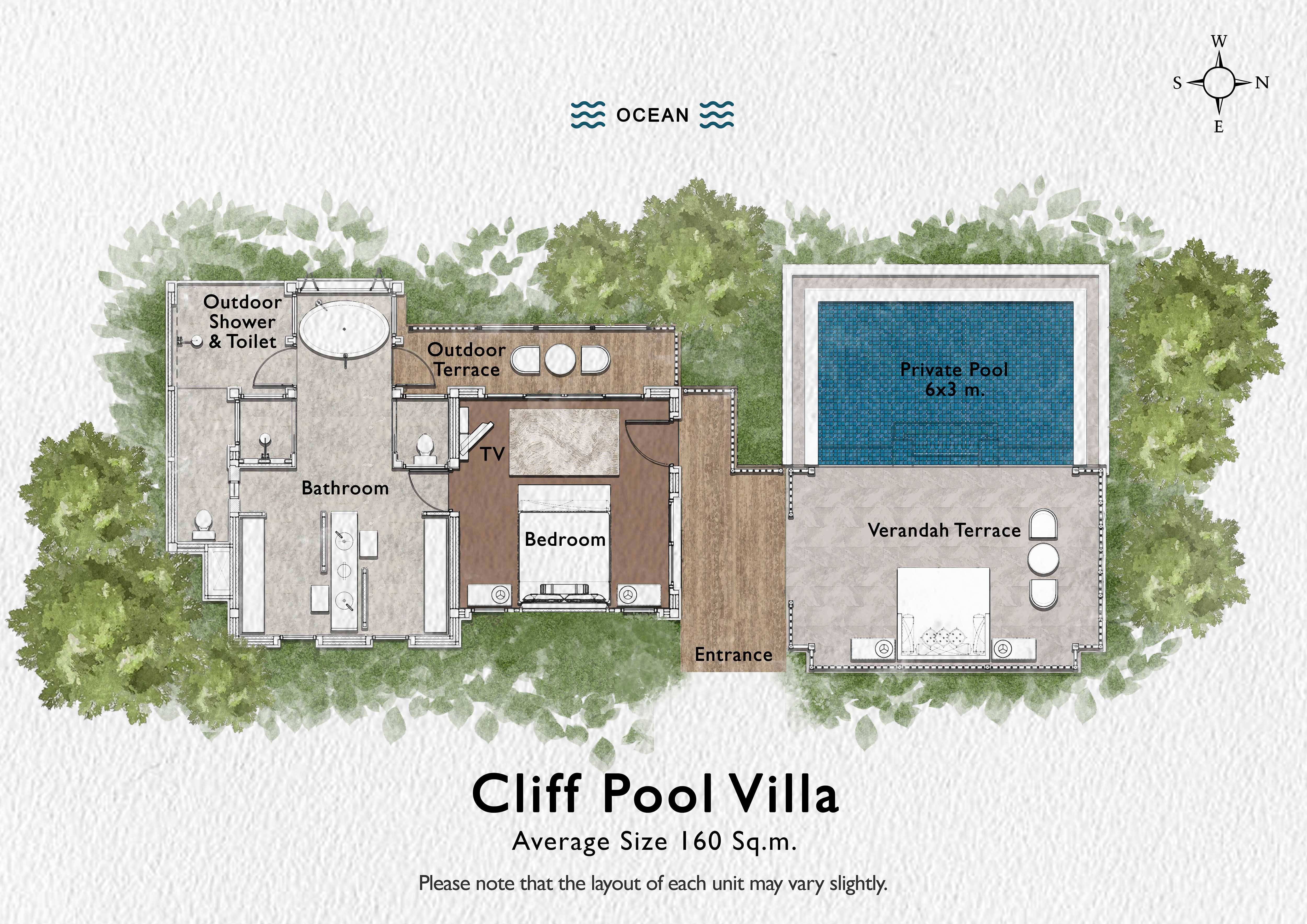 Cliff Pool Villa - Room floor plan